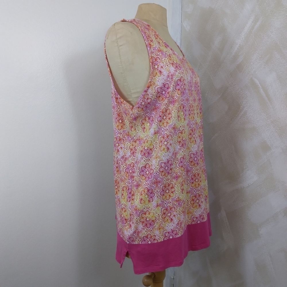 XL Floral Medallion Tank Top Tunic Stretch Print Bright Kim Rogers - Picture 6 of 9